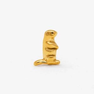 Groundhog or Marmot Stud, Threadless Flat Back Earring, Minimalist Style, A-SS1034