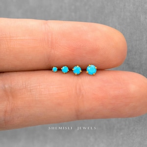 Clou d'oreille Tragus turquoise, boucle d'oreille sans filet à dos plat, style minimaliste, A-SS513
