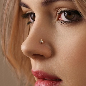 Tiny Star Threadless Flat Back Nose Stud, 20,18,16ga, 5-10mm Unisex, Surgical Steel SHEMISLI SS994