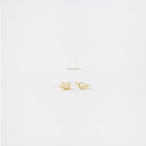 Clous d'oreilles petite aile d'ange, unisexe, or, argent SS058 extrémité papillon, SS462 visserie extrémité sphérique (type A) LR