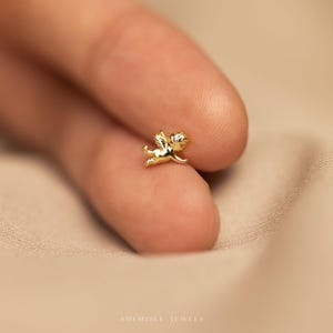 Tiny Cherub Angel Threadless Flat Back Earring, 20,18,16ga, 5-10mm Unisex, Surgical Steel SHEMISLI SS1142