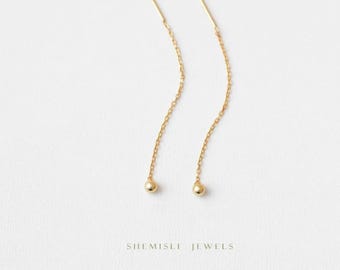 Ball Ear Threader, Stud Earring, Minimalist Style, A-ST008 NOBKG