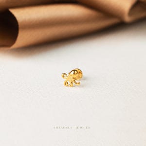 Octopus Stud, Threadless Flat Back Earring, Minimalist Style, A-SS576 image 6