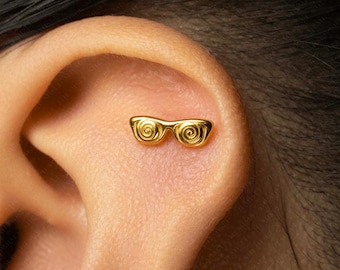 Dizzy Eyeglasses Stud, Threadless Flat Back Earring, Minimalist Style, A-SS1692