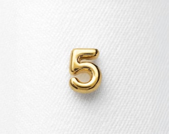 Number 5 Stud, Threadless Flat Back Earring, Minimalist Style, A-SS1605