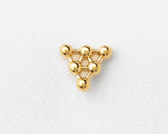Beaded Triangle Stud, Threadless Flat Back Earring, Minimalist Style, A-SS1707