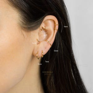 Anneau fin pour piercing aux oreilles, créole avec charnière, 6, 7, 8, 9, 10, 12 mm, unisexe, or, argent SH426, SH427, SH428, SH429, SH430, SH432
