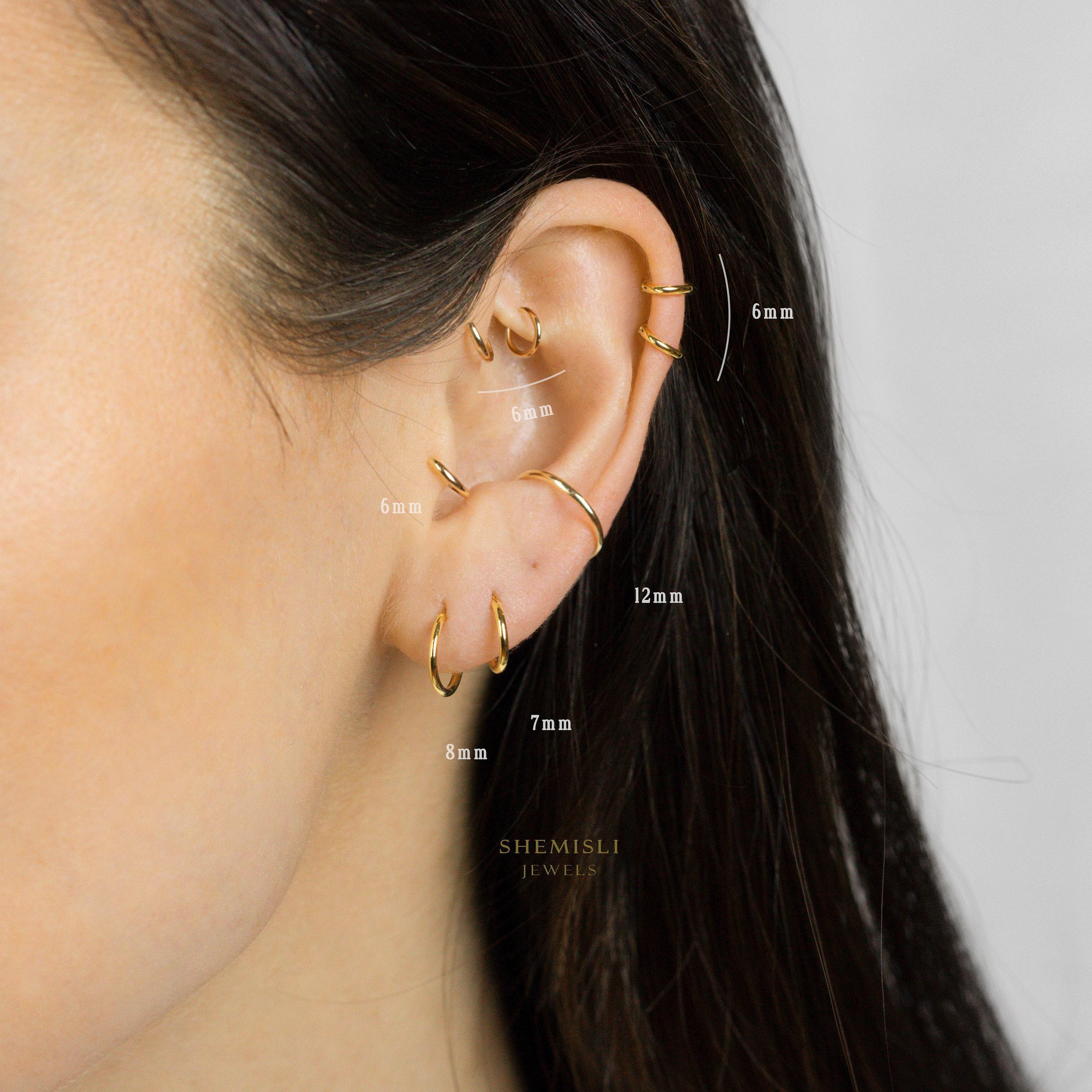 Thin Hoop Ring for Ear Piercings, Hoop With Hinge, 6, 7, 8