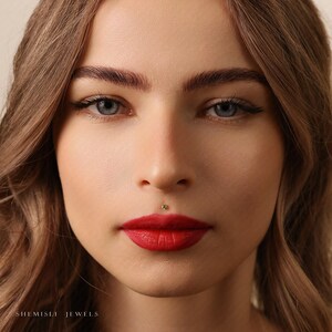 Peridot Stone Lip Stud, Threadless Flat Back, Minimalist Style, A-SS619 image 7