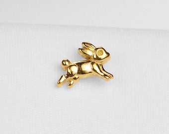 Clou Lapin Running, Boucle d'oreille sans filetage à dos plat, Style minimaliste, A-SS1374