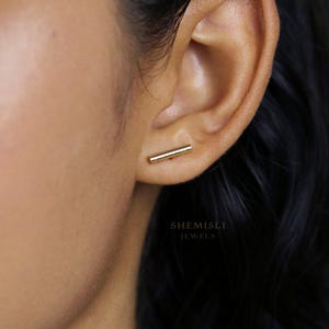 Clous d'oreilles barre ronde Dainty, unisexe, or, argent SHEMISLI SS011