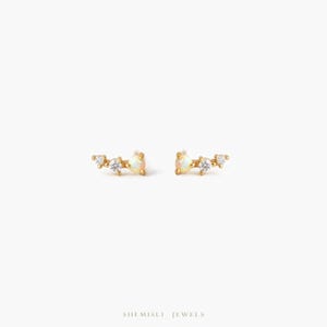 Clous d'oreilles grimpeur en pierre d'opale minuscule, unisexe, or, argent - SS162 LR