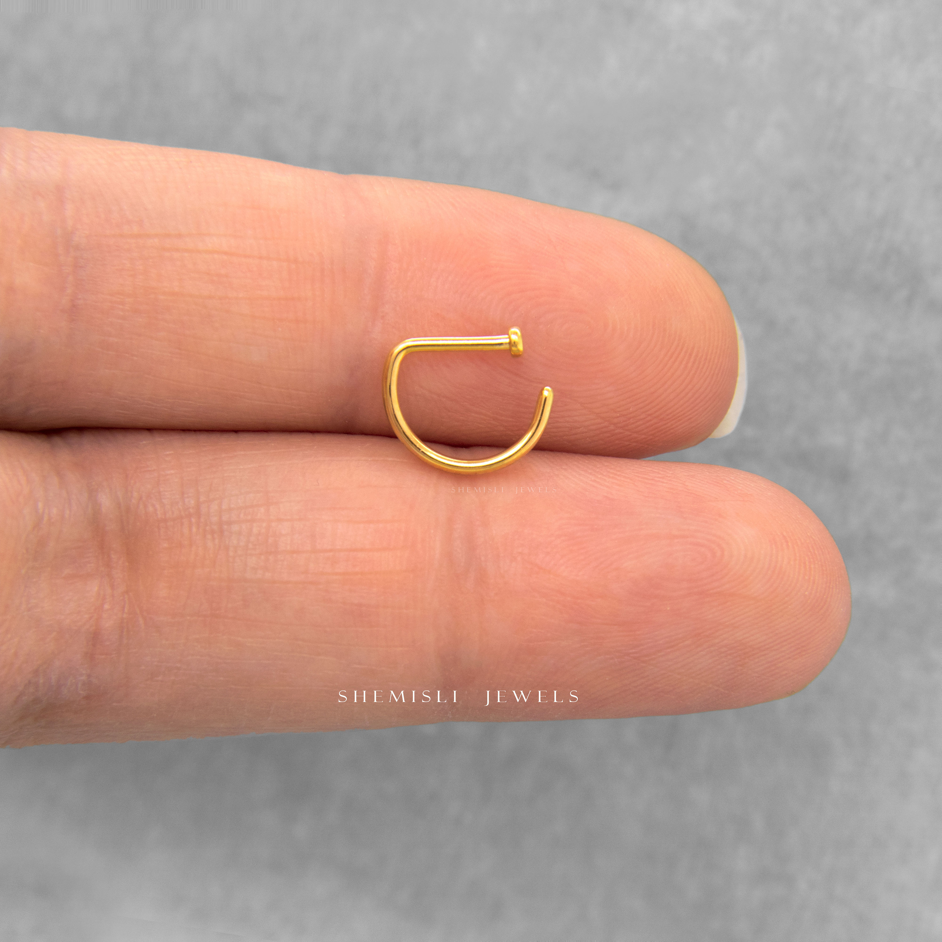 Titanium Open D Shape Nose Ring Flat End Round Nostril Hoop Etsy Canada