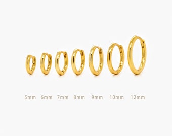 Thin 1.6mm thick Hoop for Ear, Huggies 5, 6, 7, 8, 9, 10, 12mm, Unisex, Gold, Silver SH545, SH546, SH547, SH548, SH549, SH550, SH552