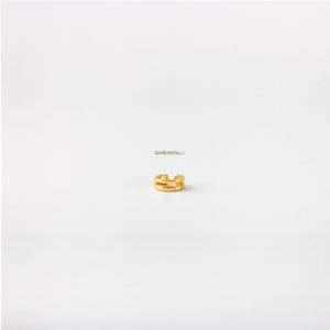 Manchette conque double bande, boucle d'oreille sans piercing, unisexe, or, argent SHEMISLI SF019