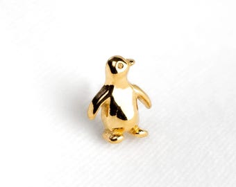 Penguin Stud, Threadless Flat Back Earring, Minimalist Style, A-SS1189