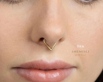 Anneau de nez en forme de larme, cerceau de septum, style minimaliste, A-SH453 SH454