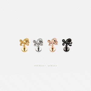 Octopus Stud, Threadless Flat Back Earring, Minimalist Style, A-SS576 image 4