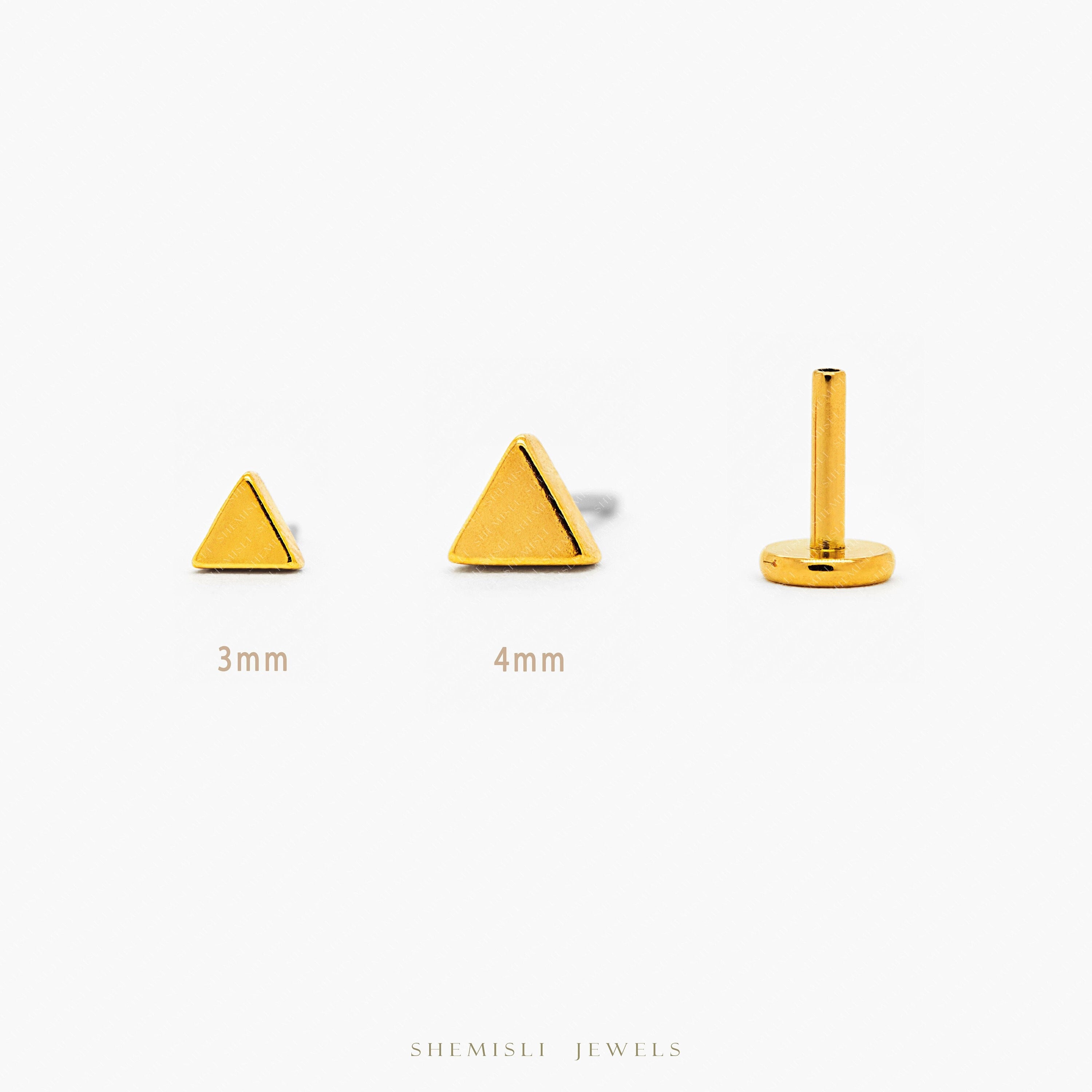 Dainty Triangle Threadless Flat Back Earring, 20,18,16ga, 5-10mm