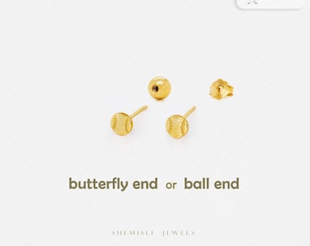 Baseball Stud, Butterfly End or Screw Ball End Earring, Minimalist Style, A-SS869 SS870
