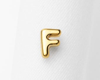 Uppercase Letter F Stud, Threadless Flat Back Earring, Minimalist Style, A-SS1626