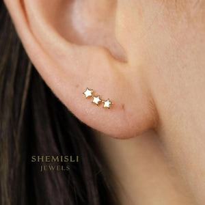 3 Star Stud, Butterfly End or Screw Ball End Earring, Minimalist Style, A-SS254 SS759