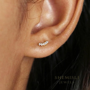 CZ Climber Stud, Butterfly End or Screw Ball End Earring, Minimalist Style, A-SS078 SS769