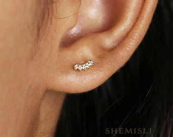 CZ Climber Stud, Butterfly End or Screw Ball End Earring, Minimalist Style, A-SS078 SS769