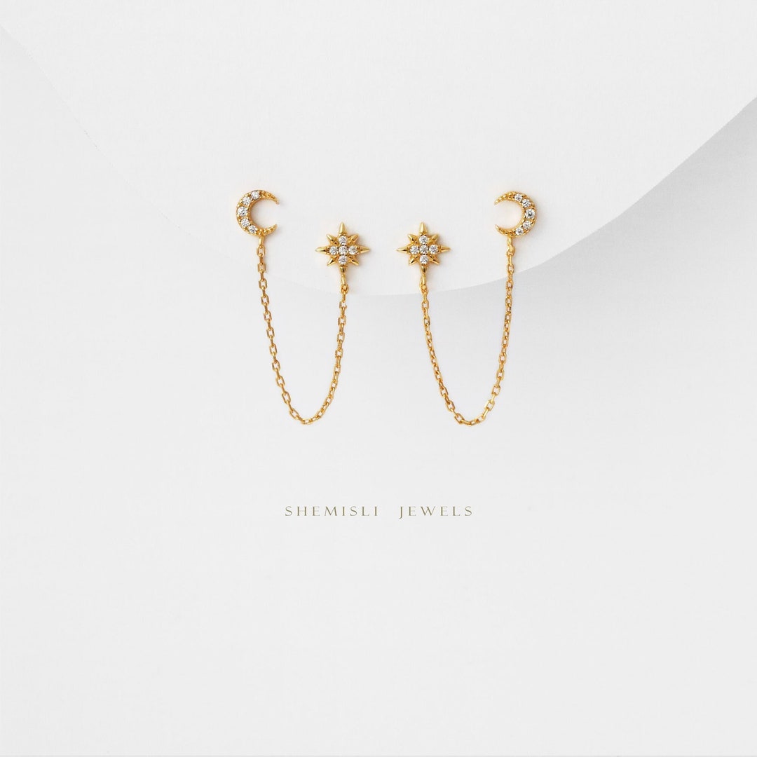 Fancy Star And Moon Studs main image 1