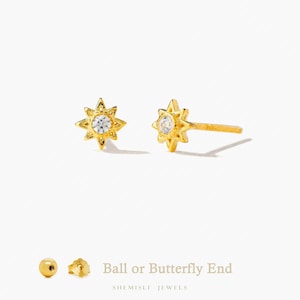 8 Pointed Star Stud, Butterfly End or Screw Ball End Earring, Minimalist Style, A-SS960 SS961