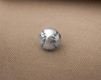 Baseball Stud, Threadless Flat Back Earring, Minimalist Style, A-SS1460