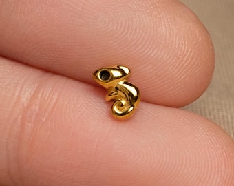 Clou caméléon, boucle d'oreille sans filet à dos plat, style minimaliste, A-SS1311