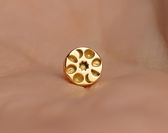 Clou d'oreille en phase de lune, boucle d'oreille sans filet à dos plat, style minimaliste, A-SS1126