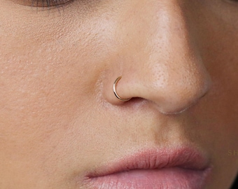 Simple Nose Ring, No Hinge Design, 20ga, 5, 6, 7, 8, 9, 10mm, Unisex, Gold Filled, Silver SH285, SH286, SH287, SH288, SH289, SH290