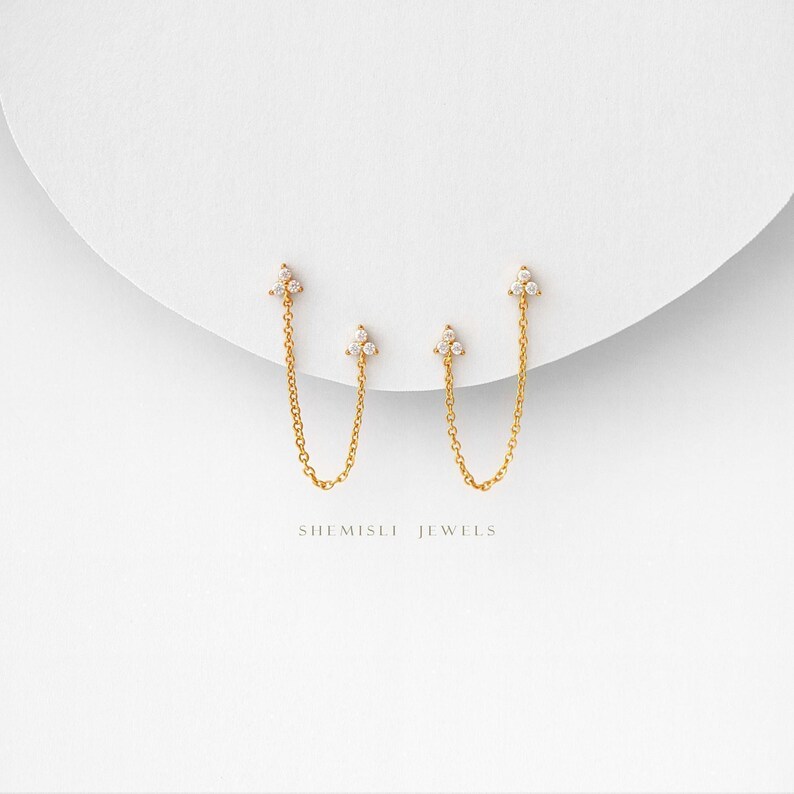 Two Piercings Clover Stud, Earring, Minimalist Style, A-SS147 SS317 SS318 SS319 SS320 Bild 6