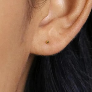 Small Ball Stud Earrings, Minimalist Earlobe or Cartilage