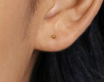 Small Ball Stud Earrings, Minimalist Earlobe or Cartilage