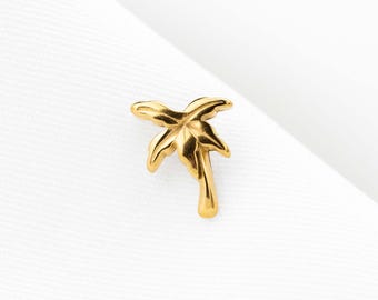 Palm Tree Stud, Threadless Flat Back Earring, Minimalist Style, A-SS1246