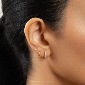 Ensemble de boucles d'oreilles créoles Huggies avec gemmes au quotidien, unisexe, or, argent SHEMISLI SS505, SH548, SH050