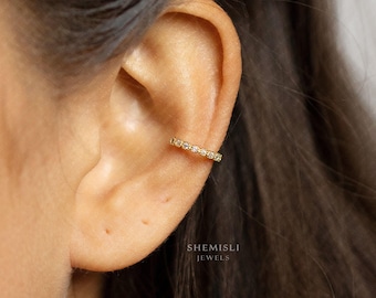 White Gemstones Ear Cuff, Conch Earring, Minimalist Style, A-SF029