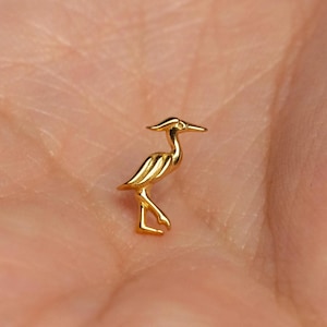 Heron Flat Back Earring, Threadless Bird Stud, Minimalist Jewelry for Cartilage