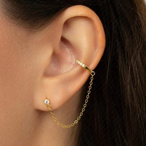 Chain Stud Ear Cuff, Conch Earring, Minimalist Style, A-SF054