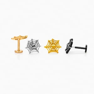 Spider Web Stud, Threadless Flat Back Earring, Minimalist Style, A-SS923