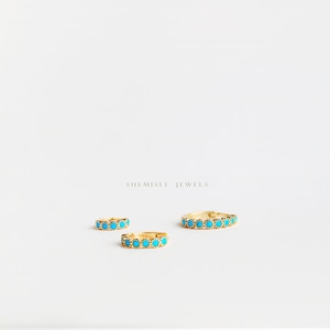 Simple Turquoise Hoop, Huggies Earring, Minimalist Style, A-SH126 SH127 SH128 SH129 SH130 SH131 image 6