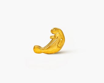 Manatee Stud, Threadless Flat Back Earring, Minimalist Style, A-SS1036