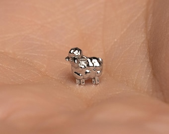 Clou en forme de mouton, boucle d'oreille sans filet à dos plat, style minimaliste, A-SS1375