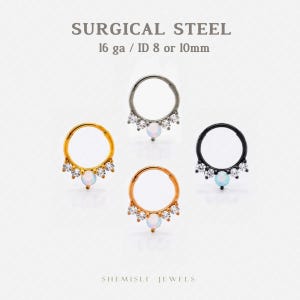 Aro para la nariz con piedra preciosa de ópalo, aro para el tabique nasal, estilo minimalista, A-SH630 SH631