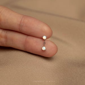 Petit clou de nez plat sans filetage, 2 pierres d'opale, calibre 20,18,16, 5-10 mm unisexe, acier chirurgical SHEMISLI SS893