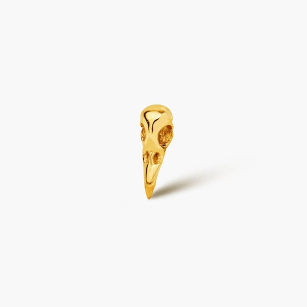 Raven Skull Stud, Threadless Flat Back Earring, Minimalist Style, A-SS1063