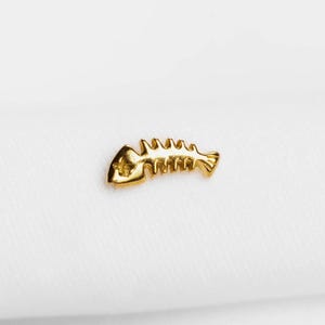 Fish Bone Stud, Threadless Flat Back Earring, Minimalist Style, A-SS1152